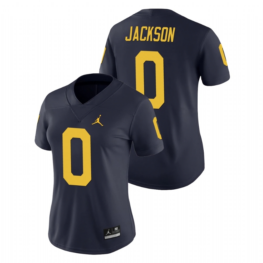Michigan Wolverines Women's NCAA Giles Jackson #0 Navy Game College Football Jersey HTK7549DS